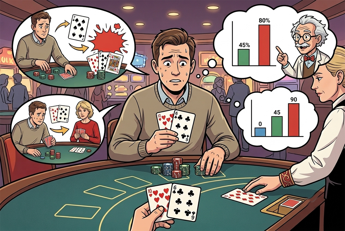 Blackjack-spillere undervurderer konsekvent verdien av å stå på 16